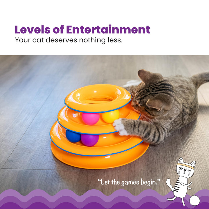 Catstages Tower of Tracks Interactive Cat Toy, 6 Spinning Balls, 10" x 5.3"