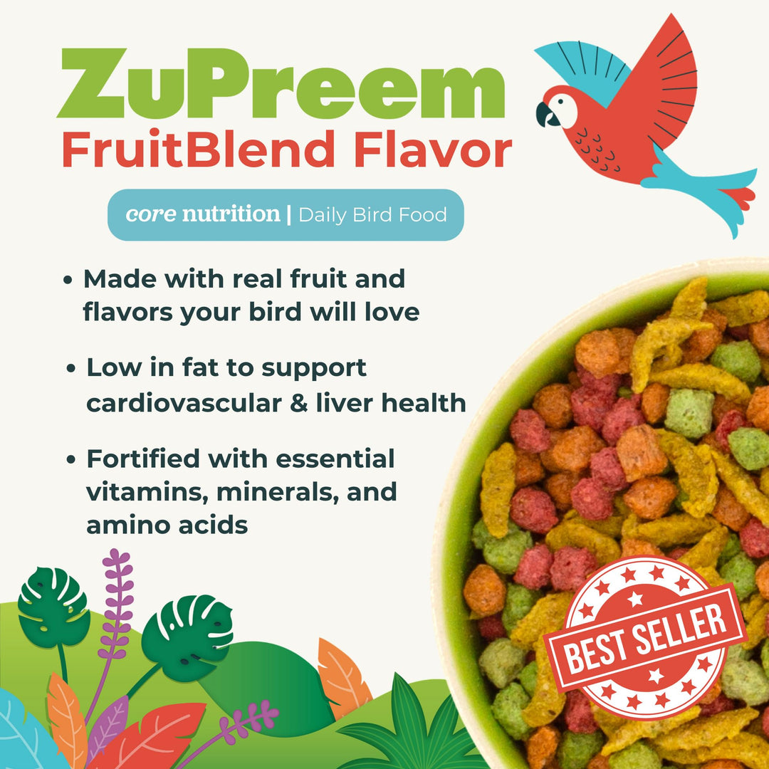 ZuPreem FruitBlend Cockatiel Pellets, Medium Bird Food, 2 lb, Pack of 2