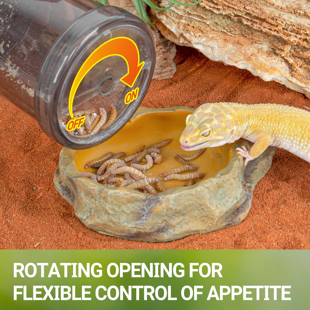 REPTI ZOO Reptile Cricket Calcium Powder Mixer, Cricket Keeper Shaker for Bearded Dragon Gecko Snake Lizards, Dispenser Feeder for Chameleon Reptile &amp; Amphibians