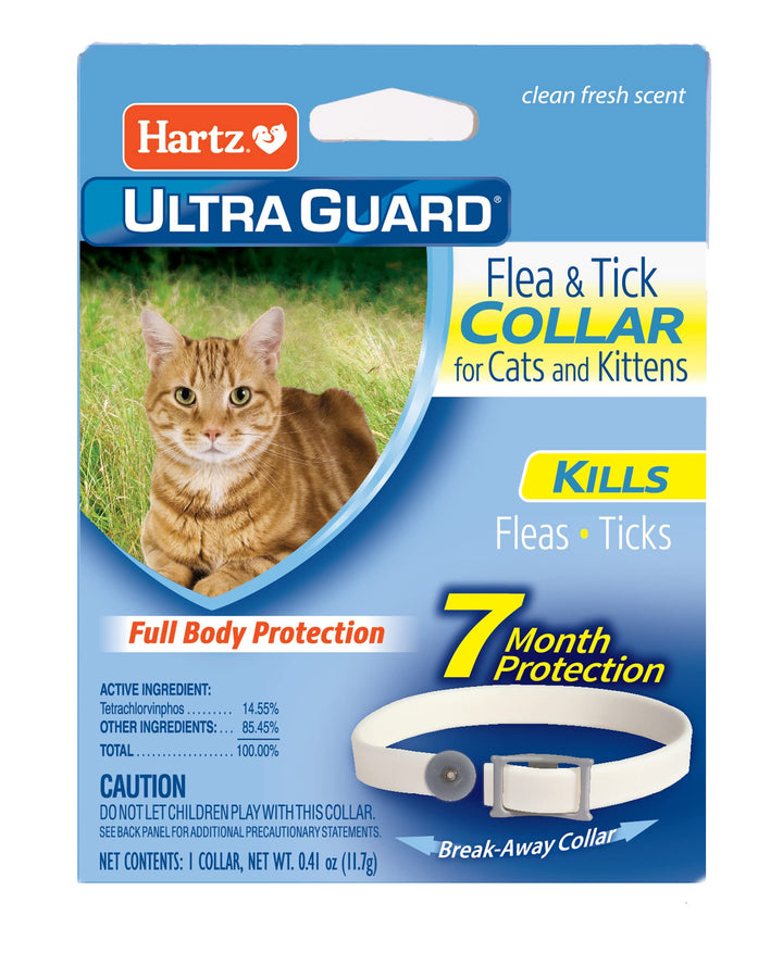 Hartz UltraGuard Flea &amp; Tick Collar for Cats and Kittens, 7 Month Flea and Tick Protection and Prevention, White