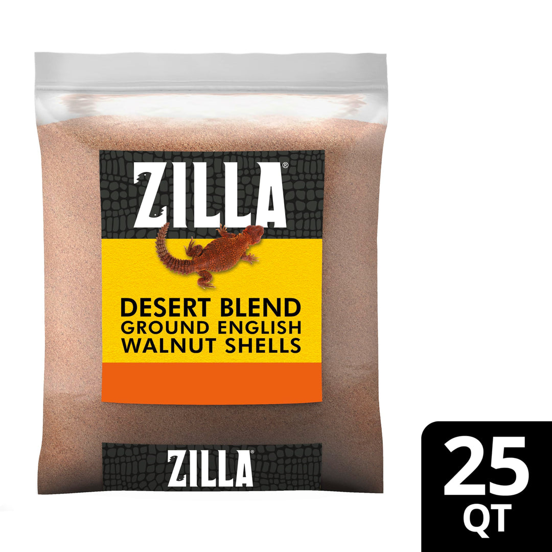 Zilla Desert Blend Substrate, Glass-Friendly Alternative to Sand, Made with 100% English Walnut Shells, Ideal for Desert Reptiles, 25 Quarts