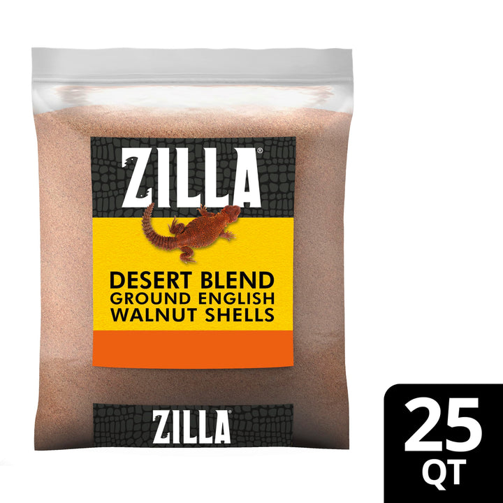 Zilla Desert Blend Substrate, Glass-Friendly Alternative to Sand, Made with 100% English Walnut Shells, Ideal for Desert Reptiles, 25 Quarts