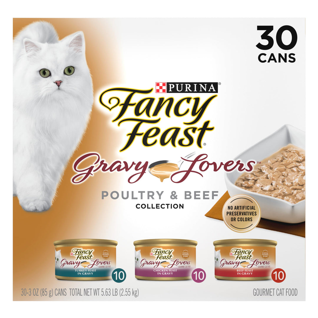 Purina Fancy Feast Gravy Lovers Wet Cat Food, 3 oz Cans, 30-Pack