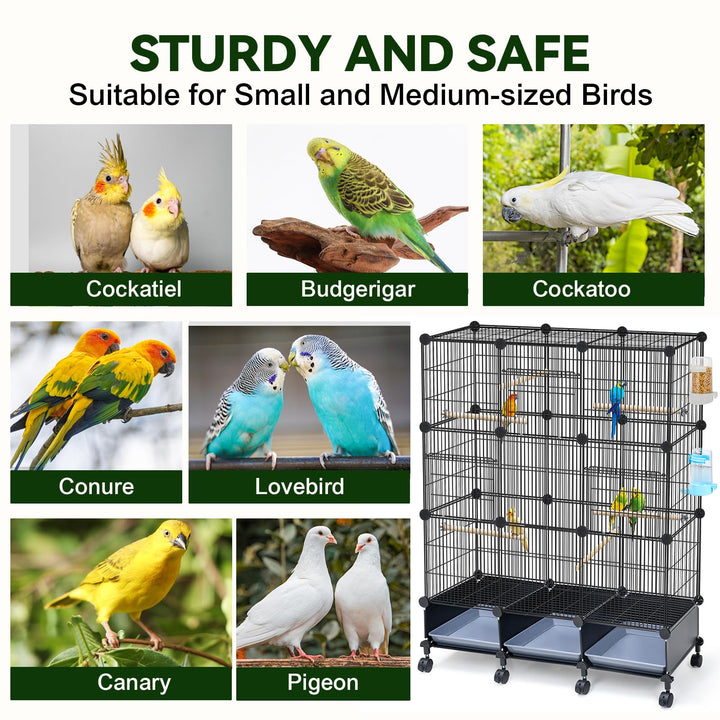 VISCOO Encrypted Metal Bird Cage (46" x 36" x 12") for Parrot Parakeets