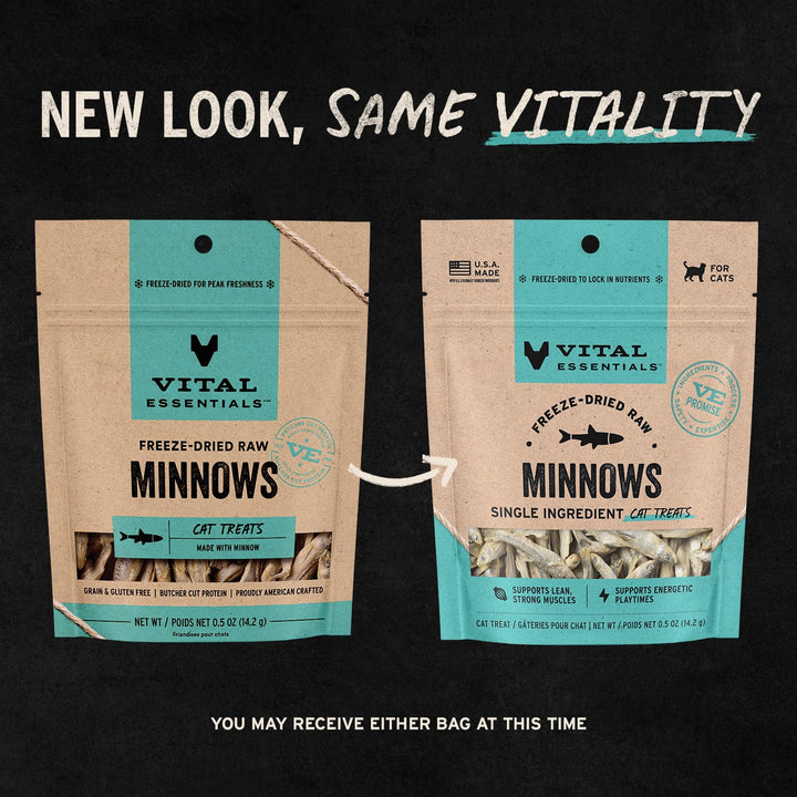 Vital Essentials Freeze Dried Minnows Cat Treats, 0.5 oz Bag