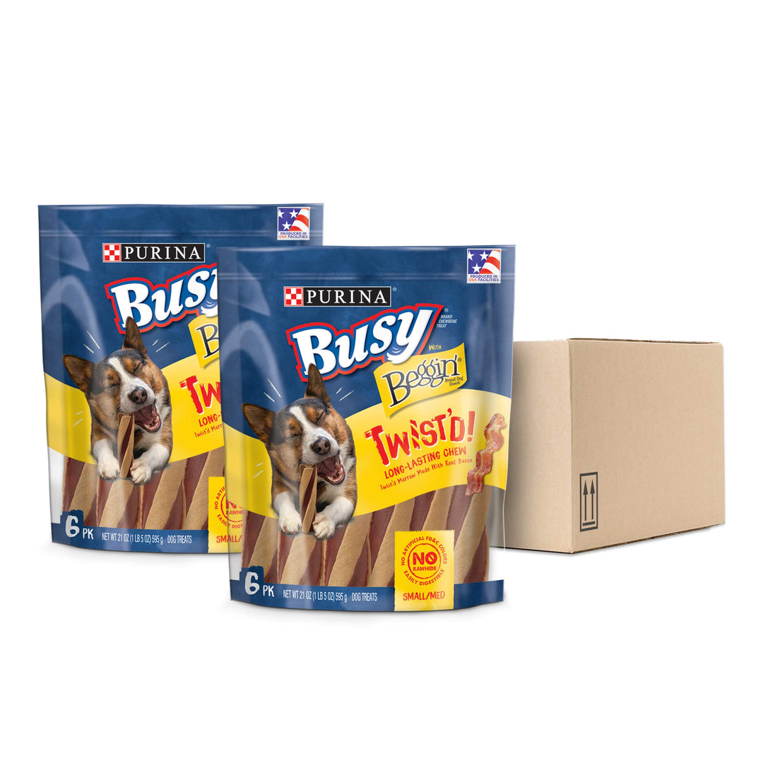 Purina Busy with Beggin Twisted Small/Medium Dog Treats, (2) 6 ct Pouches