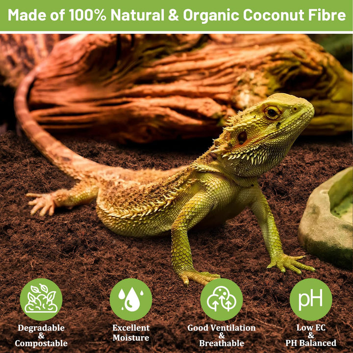 Riare 1 Pack Natural Coconut Fiber Substrate, Coco Coir Reptile Bedding