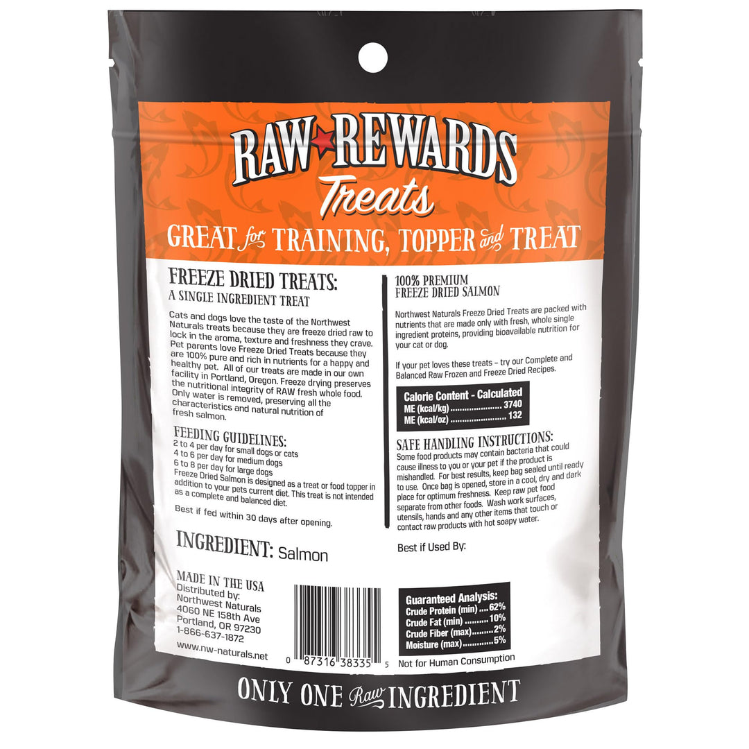 Northwest Naturals Raw Rewards Freeze-Dried Salmon Treats for Dogs and Cats - Bite-Sized Pieces - Healthy, 1 Ingredient, Human Grade Pet Food, All Natural, Proudly Made in USA, 2.5 Oz