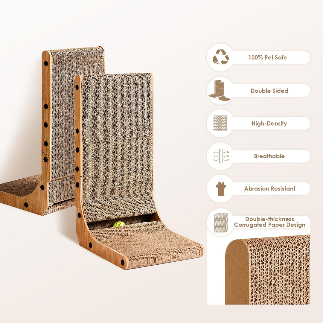 EHEYCIGA Cardboard Cat Scratcher for Indoor Cats, 32 Inch, Brown