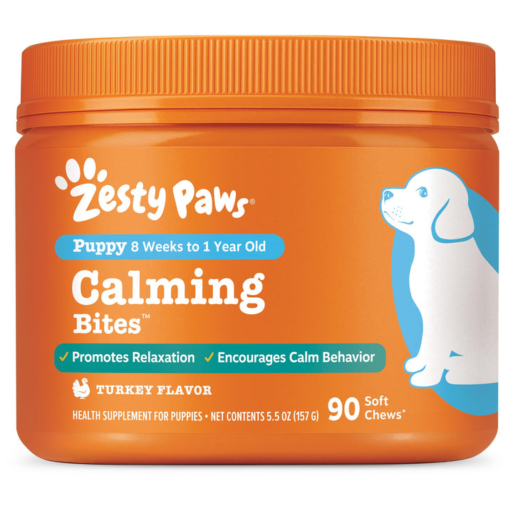 Zesty Paws Puppy Calming Chews for Dogs - Puppy Essentials, Turkey, 90 Ct