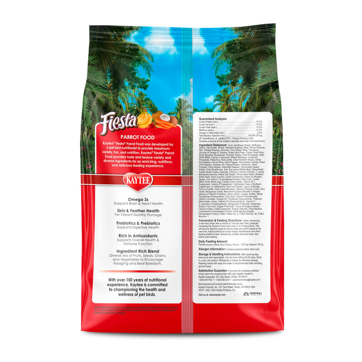 Kaytee Fiesta Parrot Food for Large Birds, 2.5 Pounds