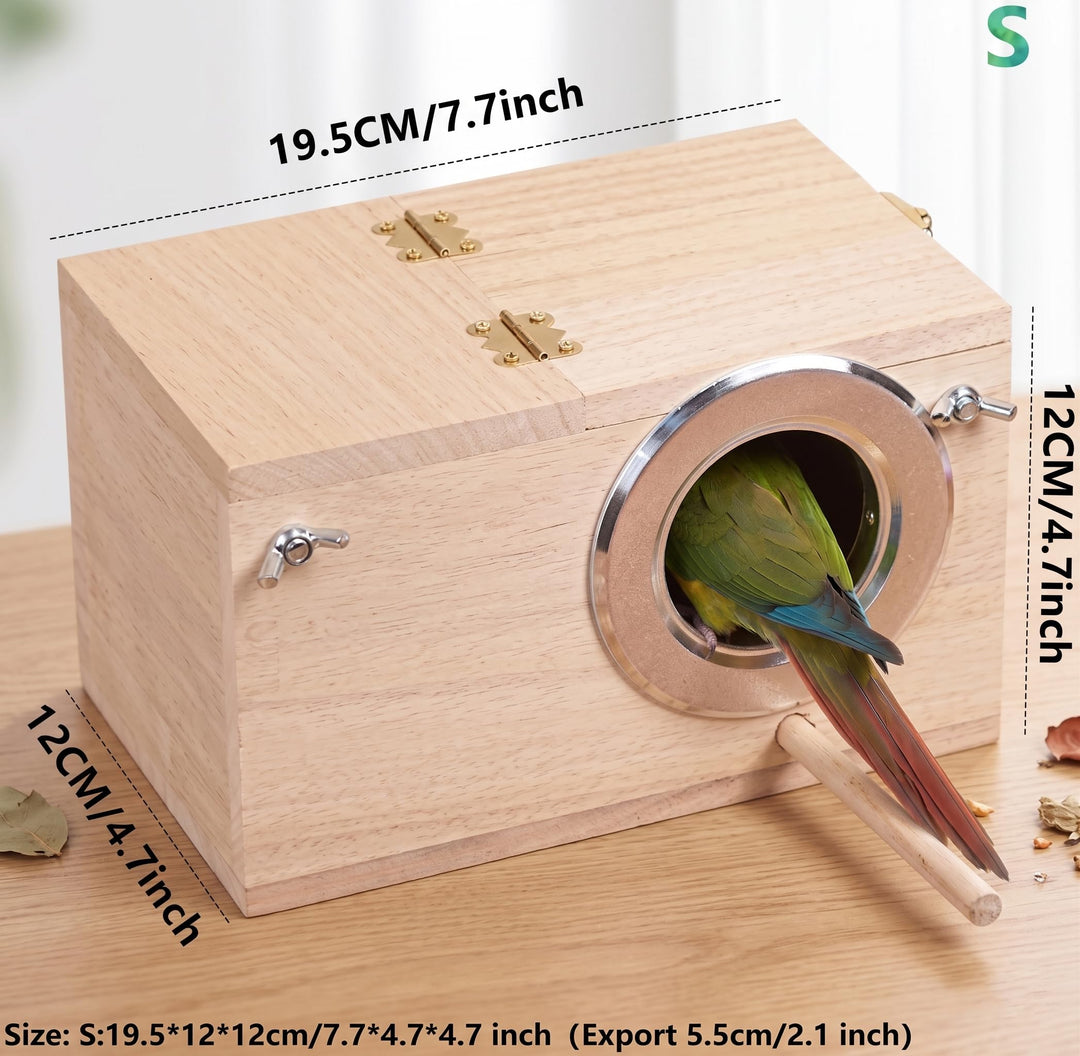 YJJKJ Wood Parakeet Nest Box with Natural Nesting Pads, Breeding Bird Cage House for Lovebirds Cockatiel Parrotlets Budgerigar Small Parrot