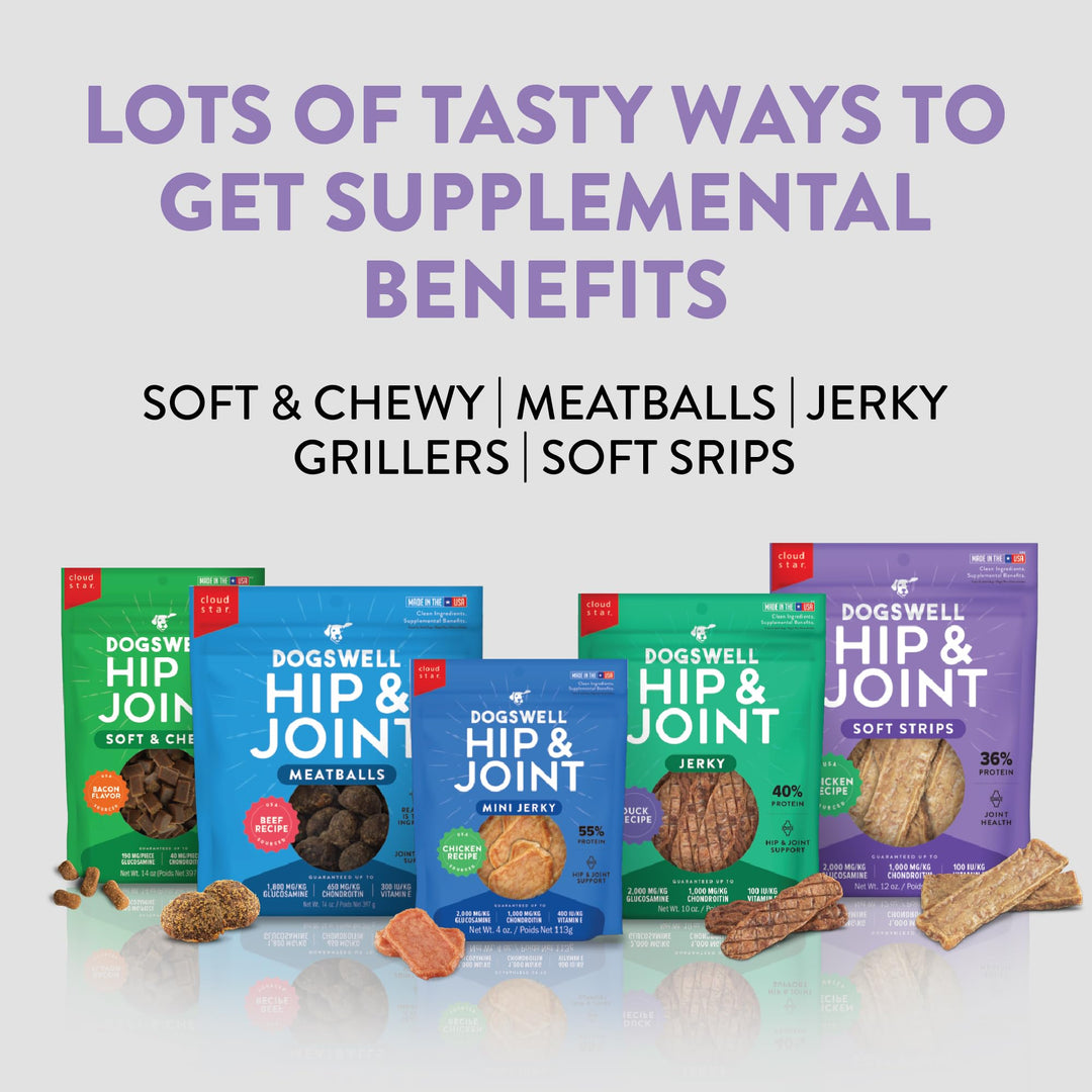 DOGSWELL Hip &amp; Joint Soft Strips Dog Treats, Chicken, 20 oz Bag