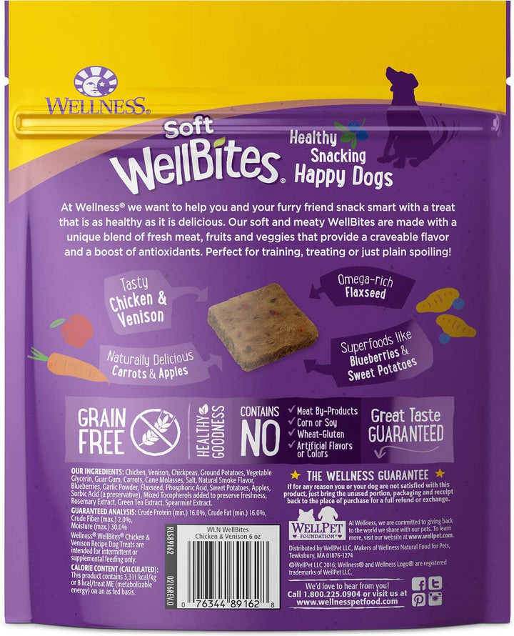 Wellness Soft WellBites Variety Pack, 6 Ounces Each, Chicken &amp; Venison, Turkey &amp; Duck, Chicken &amp; Lamb, Grain-Free Dog Treats