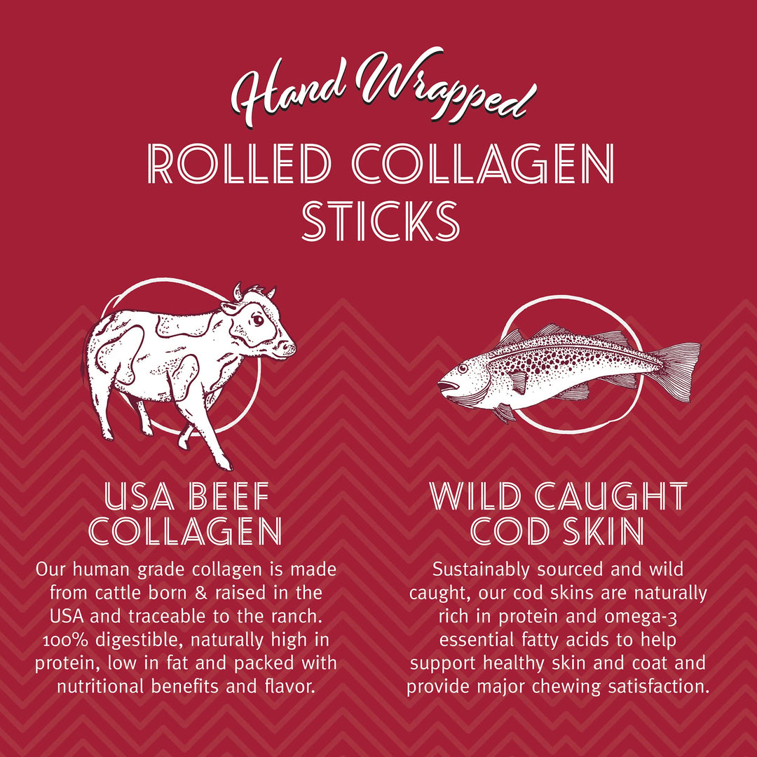 Icelandic+ 2-Pack 4" Beef &amp; Cod Skin Collagen Sticks, Dog Chew Treats