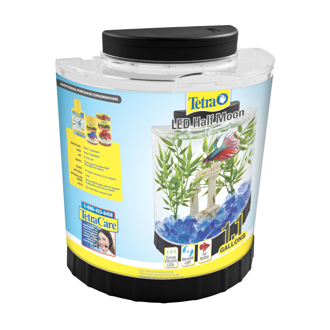 Tetra LED Half Moon 1.1 Gallon Fish Tank Kit for Betta Fish