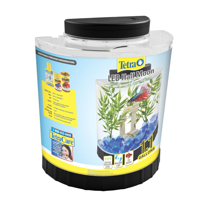 Tetra LED Half Moon 1.1 Gallon Fish Tank Kit for Betta Fish