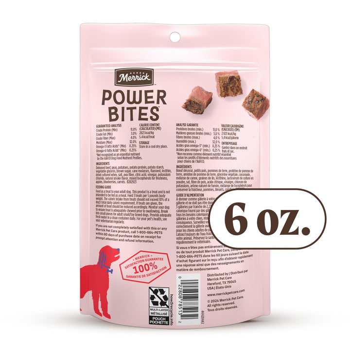 Merrick Power Bites Real Beef Natural Grain Free Dog Treats 6 oz Pouch