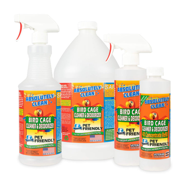 Absolutely Clean Amazing Bird Cage Cleaner and Deodorizer - Just Spray/Wipe - Safely &amp; Easily Removes Bird Messes Quickly and Easily - Made in The US - Fragrance Free - 128oz Gallon