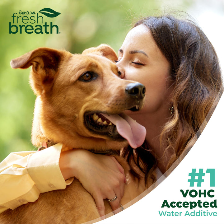 TropiClean Fresh Breath Dental Water Additive, Dog Breath Freshener, 33.8oz