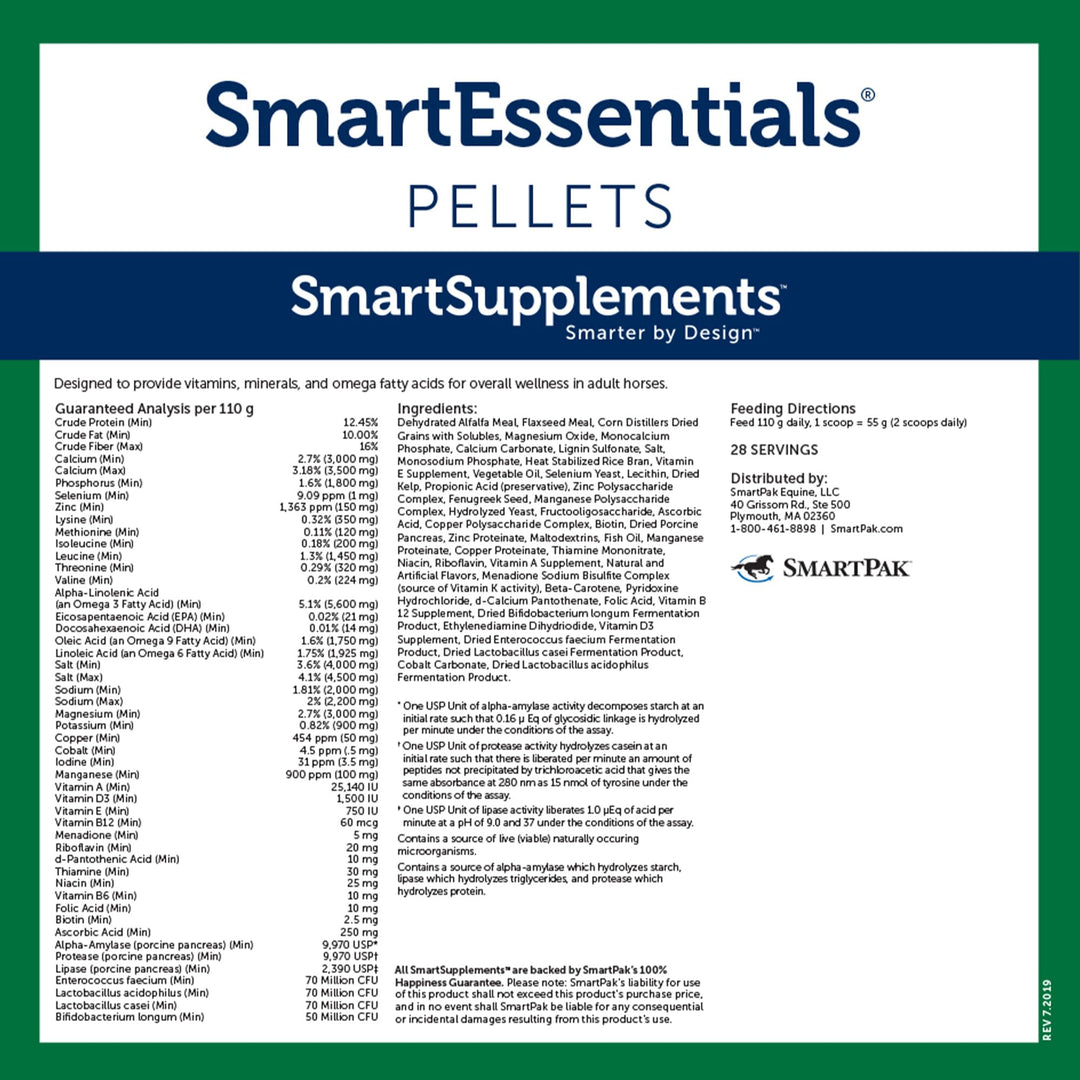 SmartEquine Nutrition Essentials SmartPak | Nutritional Supplement for Horses | Containing Essential Vitamins, Minerals, Amino Acids, and Omega 3 | Healthy Skin &amp; Horse Coat | 28 Days Supply