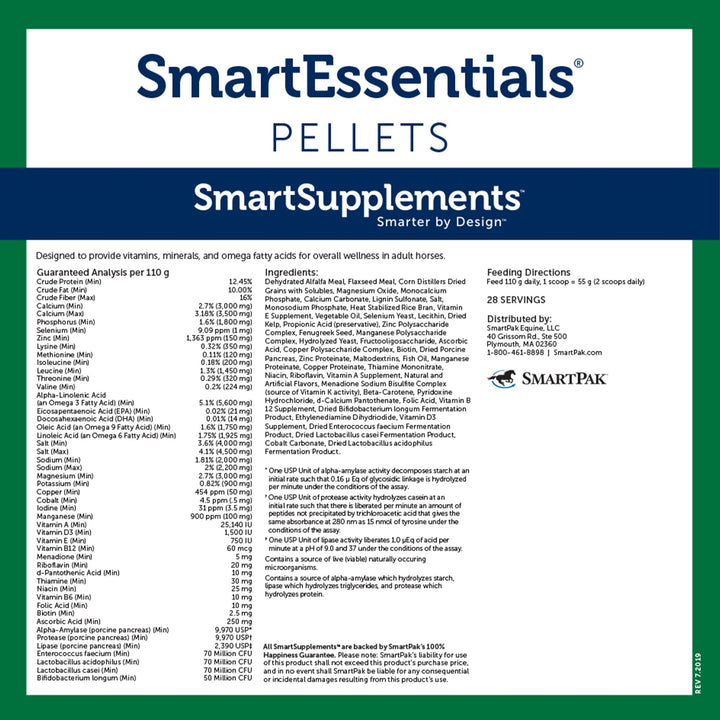 SmartEquine Nutrition Essentials SmartPak | Nutritional Supplement for Horses | Containing Essential Vitamins, Minerals, Amino Acids, and Omega 3 | Healthy Skin &amp; Horse Coat | 28 Days Supply