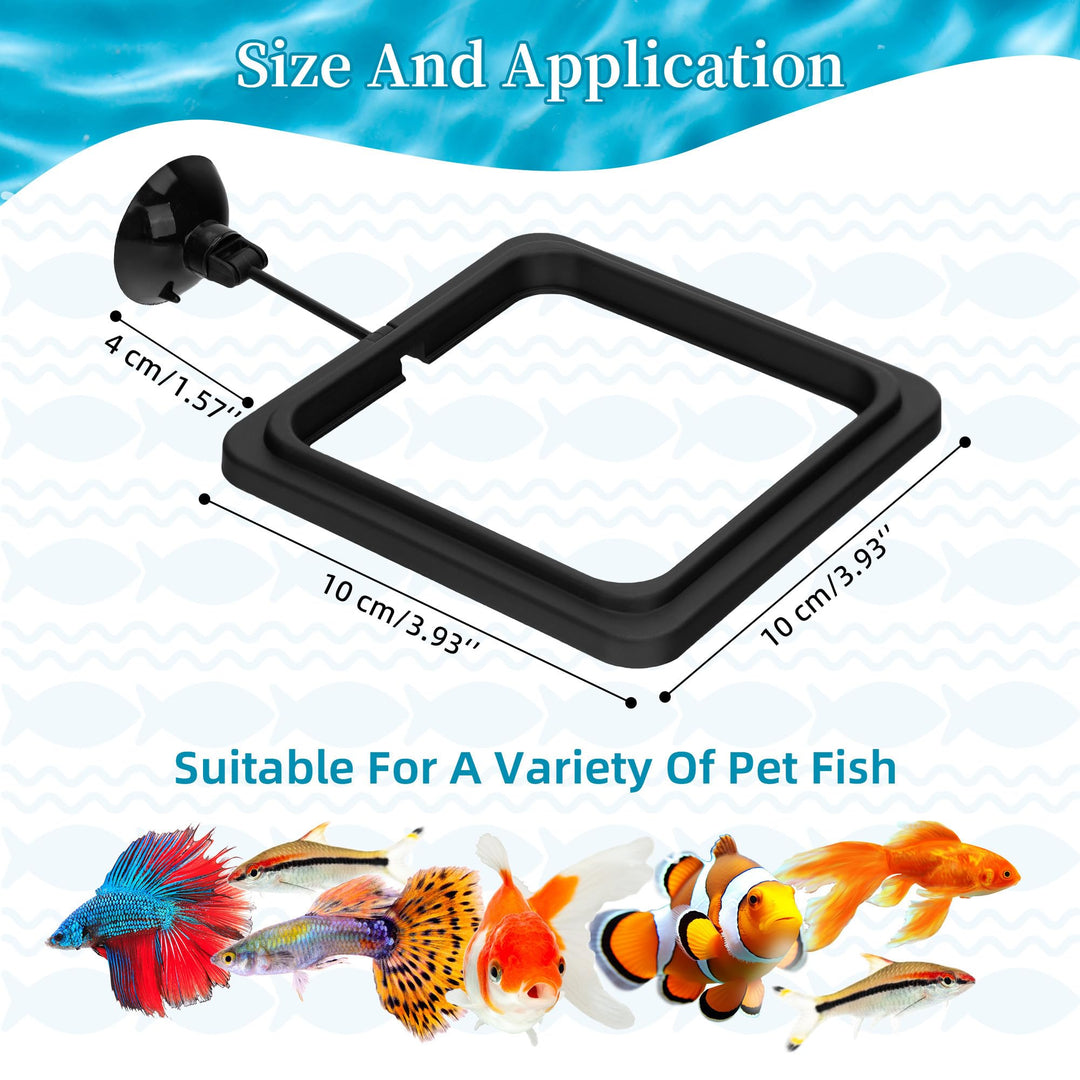 DaToo Fish Feeding Ring Aquarium Square Floating Food Feeder Circle with Strong Suction Cup Fish Tank Feeding Ring for Betta Goldfish Guppy