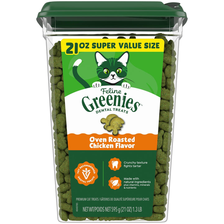 Greenies Feline Natural Dental Cat Treats, Roasted Chicken Flavor, 21 oz