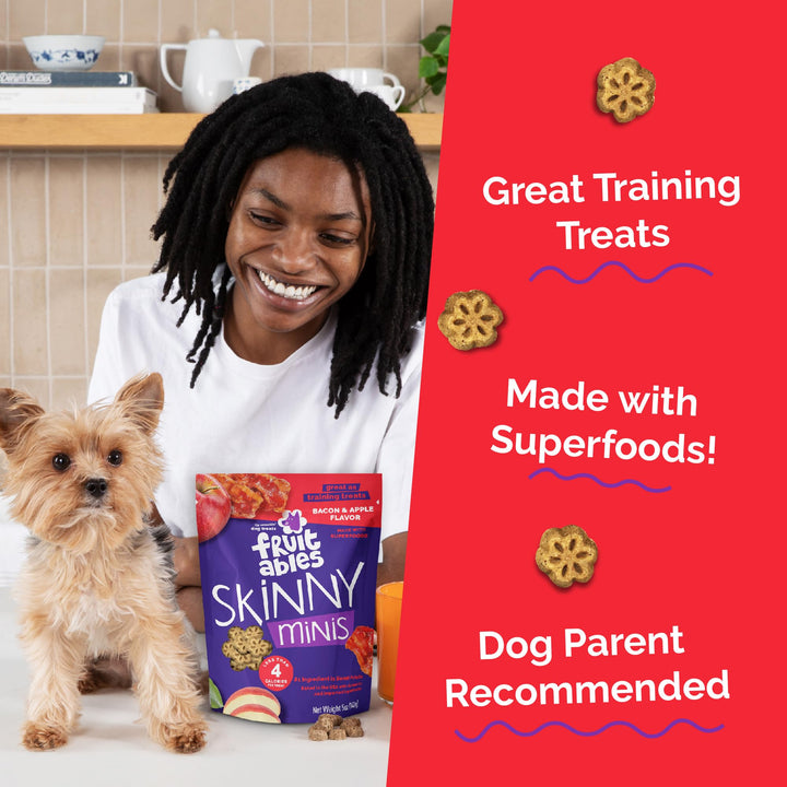 Fruitables Skinny Mini Dog Treats, Training Treats, Bacon &amp; Apple, 5oz