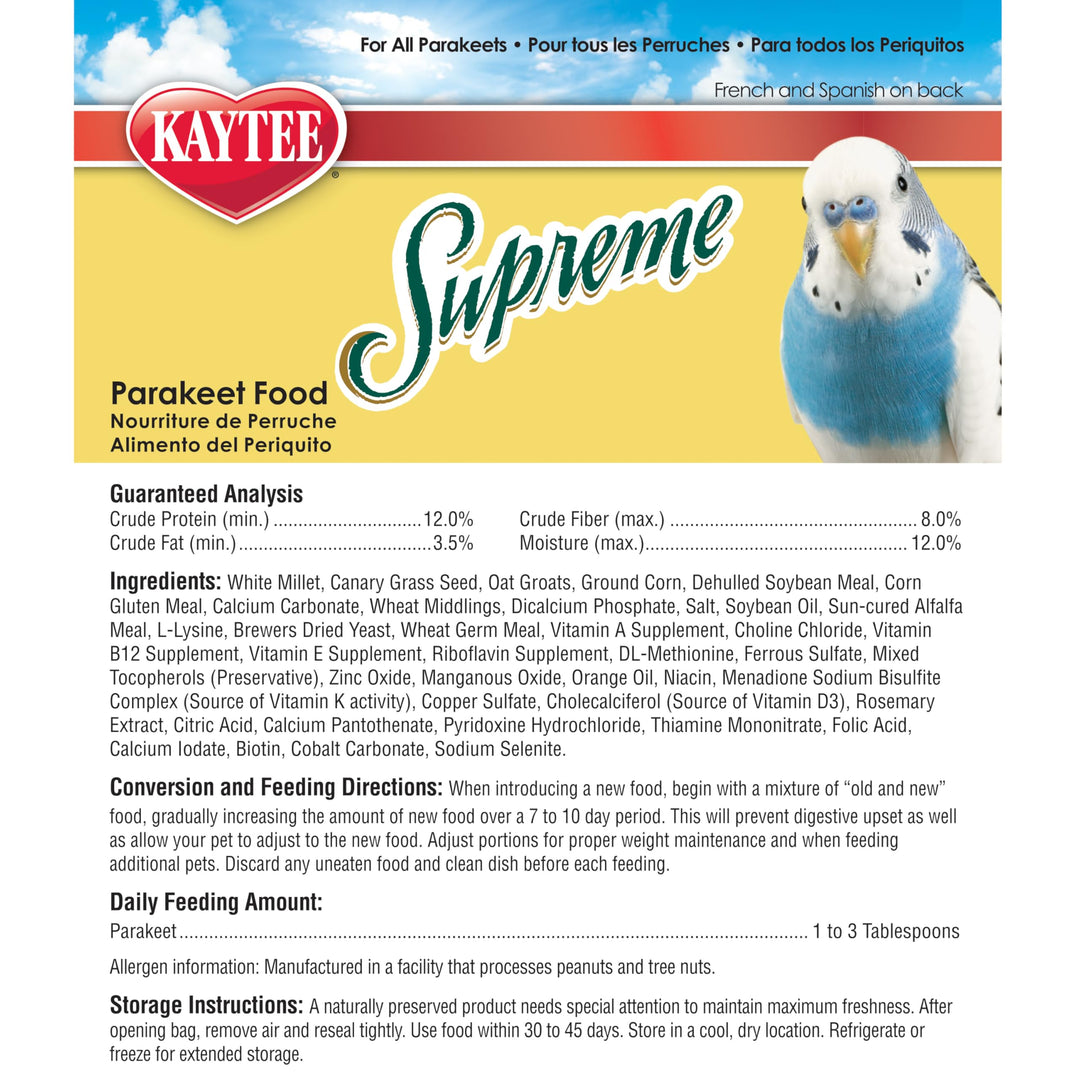 Kaytee Supreme Parakeet Food 5 Pounds