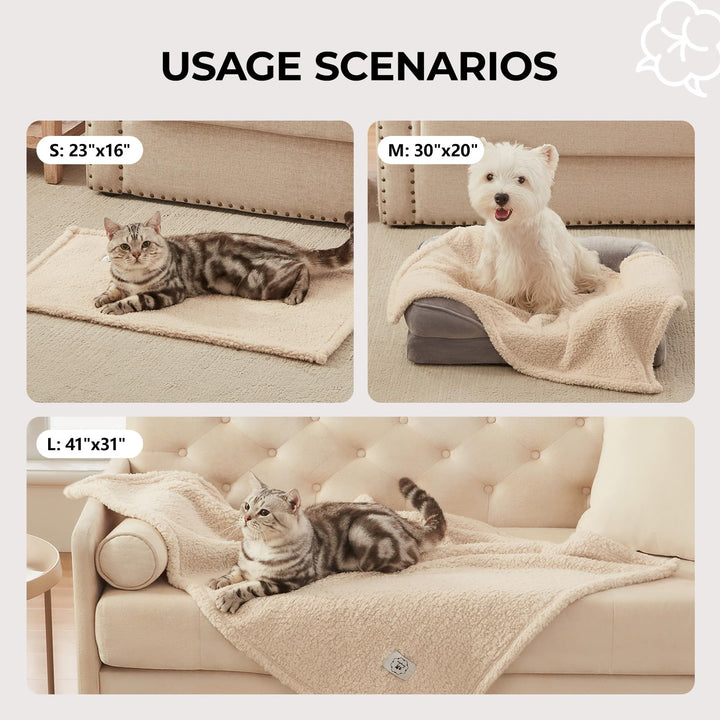 1 Pack 3 Calming Blankets Fluffy Premium Fleece Pet Blanket Soft Sherpa Throw for Dog Puppy Cat Beige Small (23" x16&