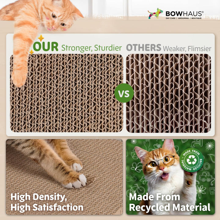 BOWHAUS Infinity Cat Scratcher Lounger, Reversible Scratcher, Durable &amp; Long-Lasting, Cat Cardboard Scratcher, Large Cat Scratching Pad, Scratching Board, Infinity Scratch Pad for Indoor Cats, White
