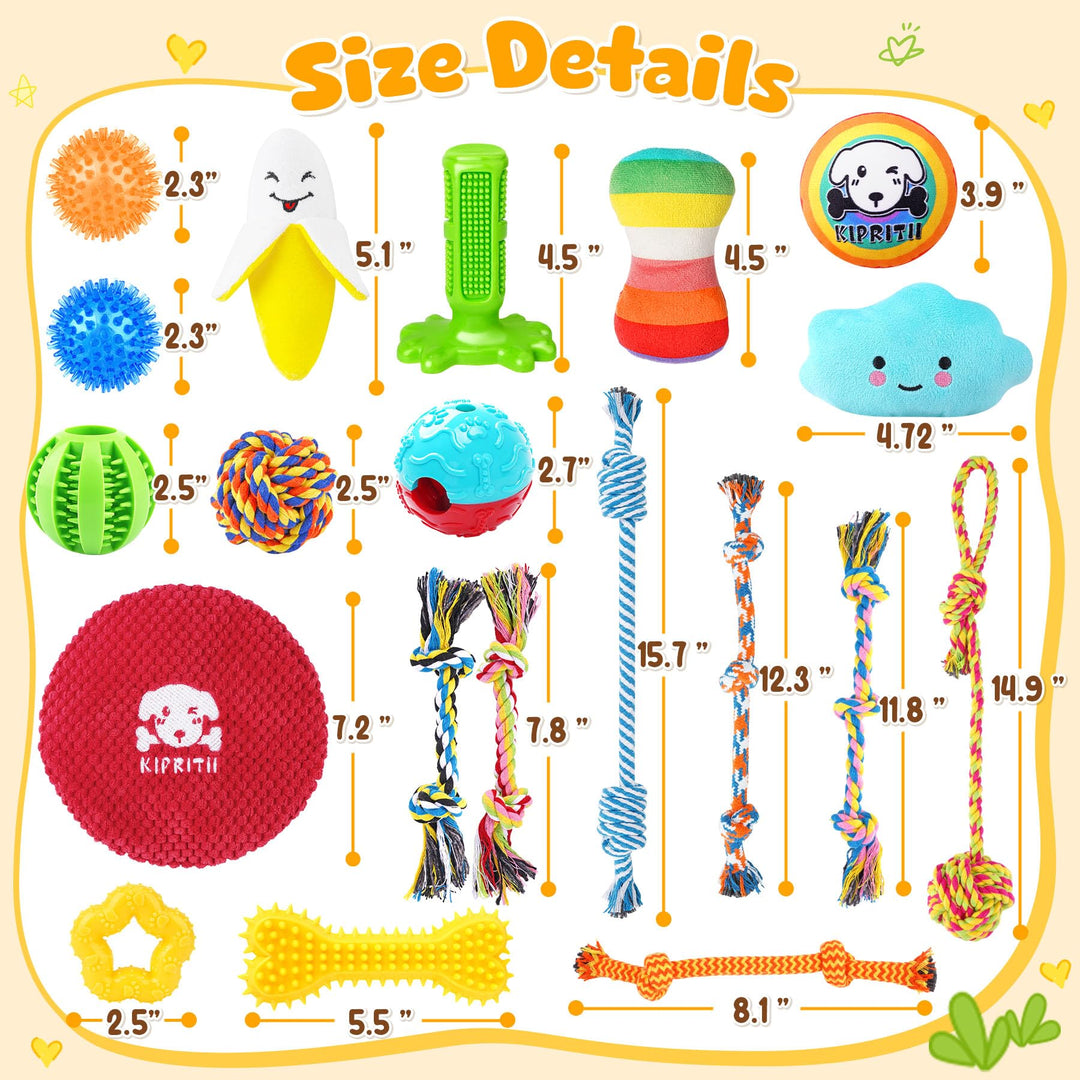 KIPRITII 25 Pack Various Dog/Puppy Toys Set for Small &amp; Medium Dogs