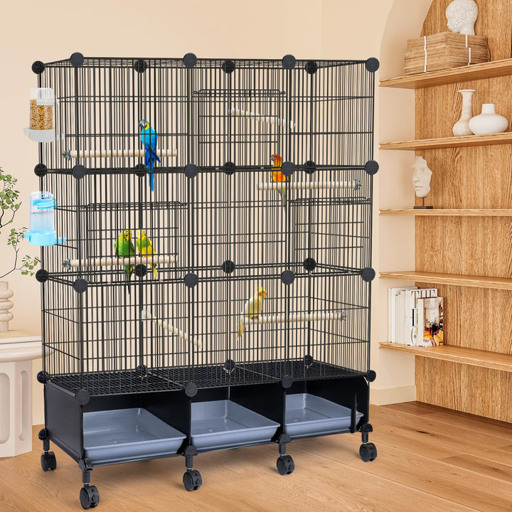 VISCOO Encrypted Metal Bird Cage (46" x 36" x 12") for Parrot Parakeets