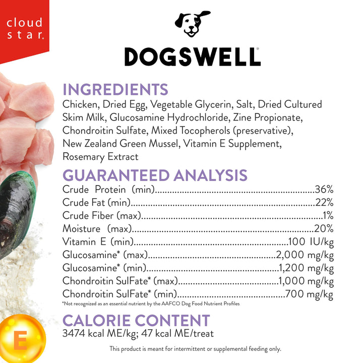 DOGSWELL Hip &amp; Joint Soft Strips Dog Treats, Chicken, 20 oz Bag