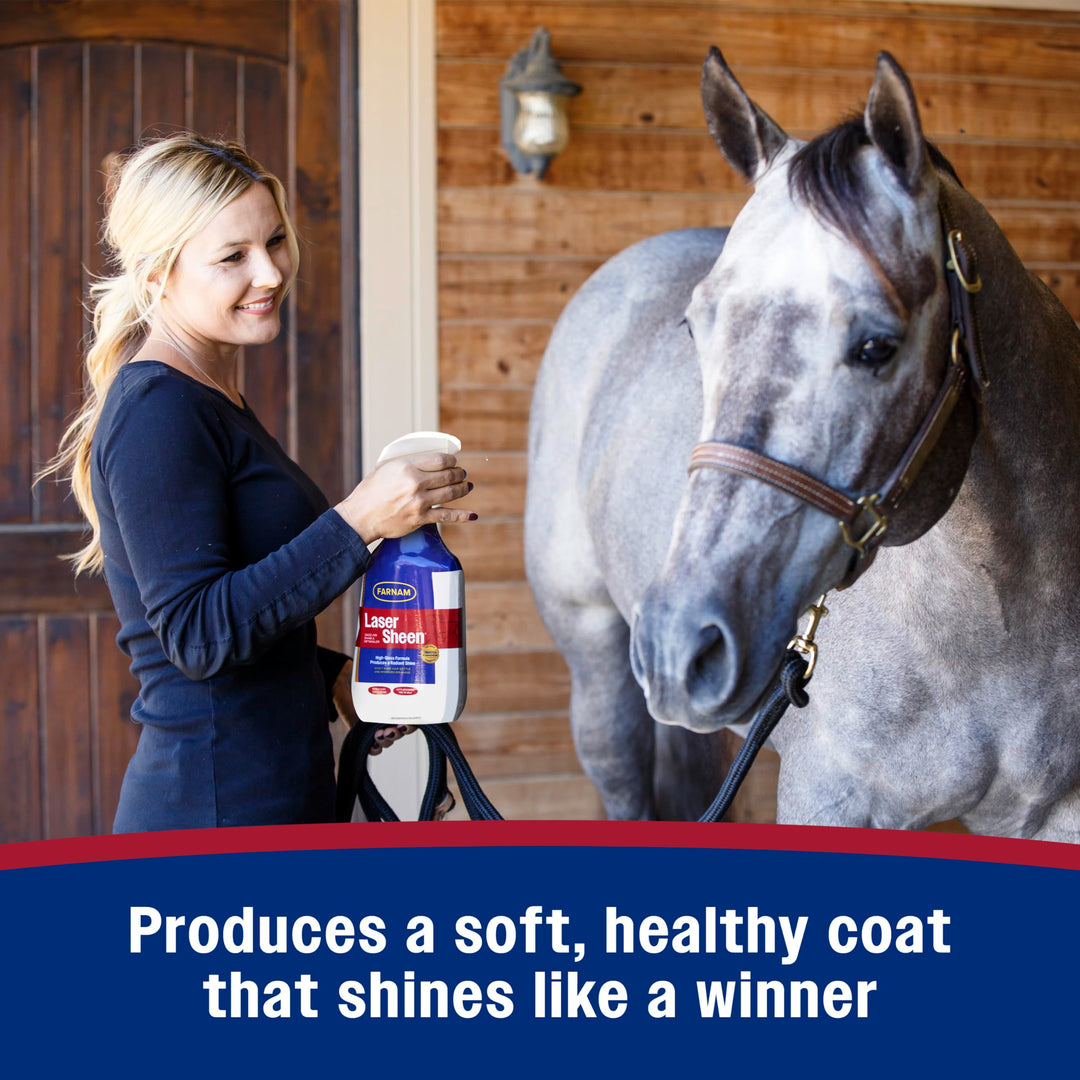 Farnam Laser Sheen Dazzling Shine and Detangler for Horses, 32 oz Spray