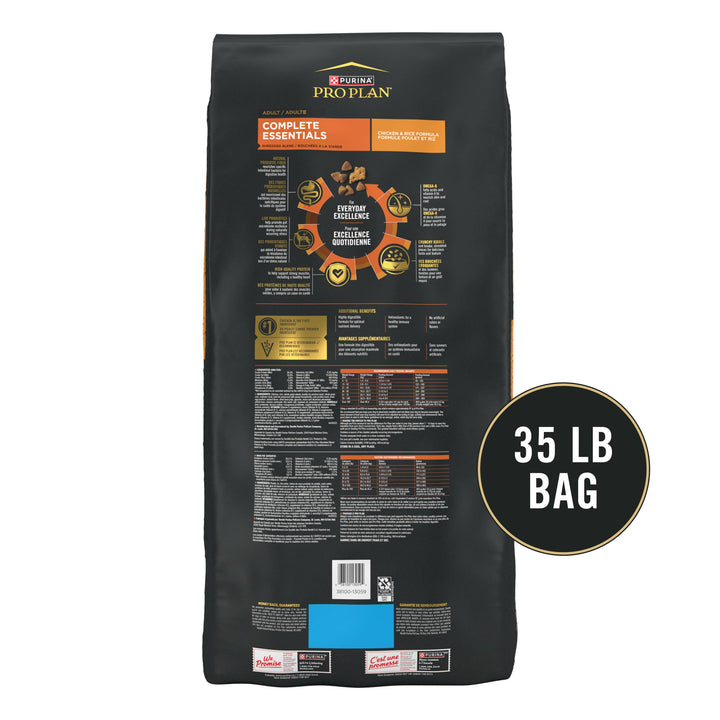 Purina Pro Plan Complete Essentials Chicken &amp; Rice Dry Dog Food, 35 lb Bag