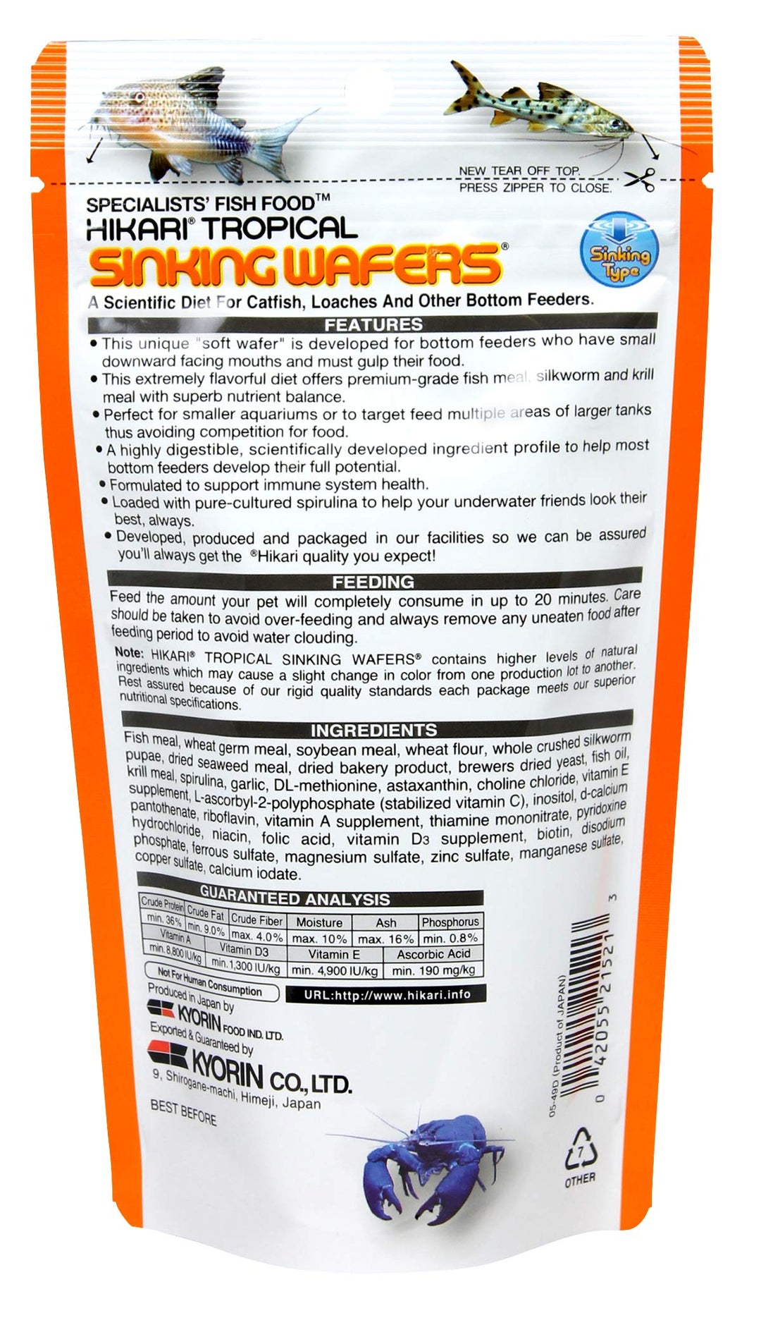Hikari® Sinking Wafers® for Bottom-Feeding Tropical Fish, 3.88 oz (110g)