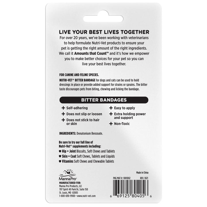 Nutri-Vet Bitter Bandage for Dogs and Cats - Help Prevent Chewing - 3 inches