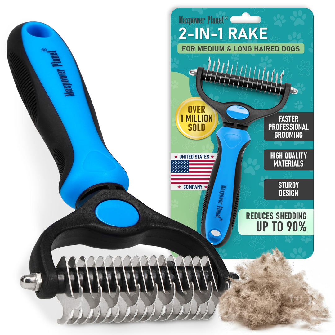 Maxpower Planet Dog Grooming Rake, Deshedding Undercoat Brush, Dogs &amp; Cats