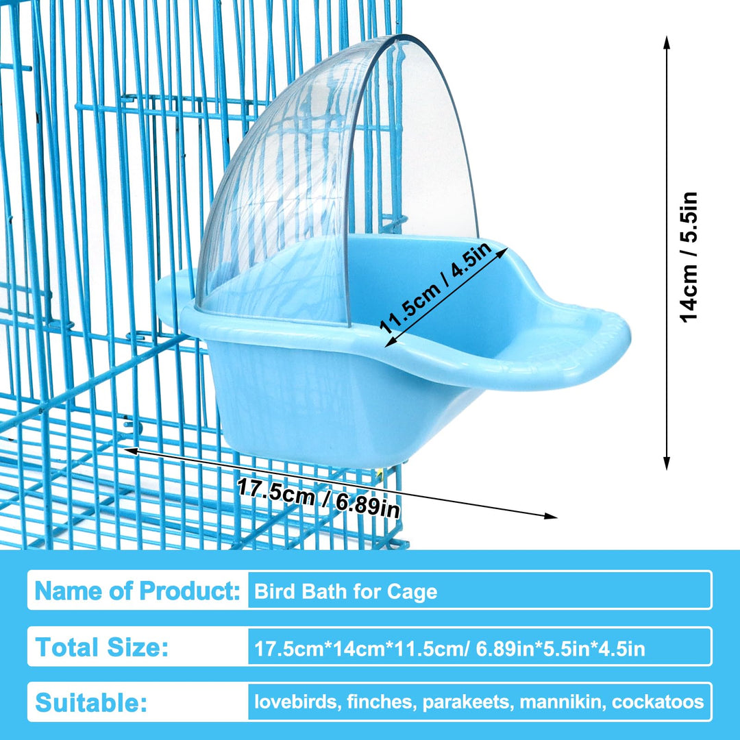 Nobgum Bird Bath Box Hanging Birdbath Toy Parakeet Caged Bathing Tubs