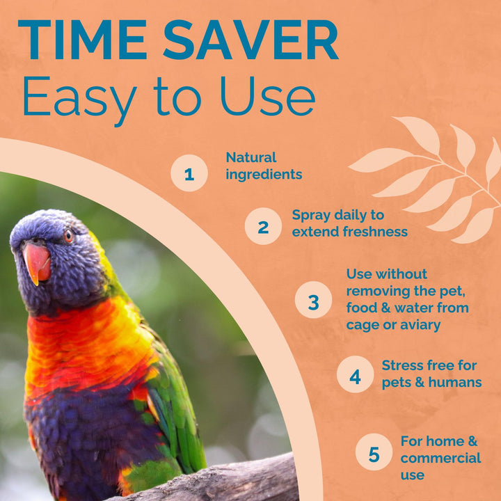 No Scent Bird Cage Cleaner Spray &amp; Pet Odor Management, Natural Aviary Freshener (32 Fl Oz / 946 mL)