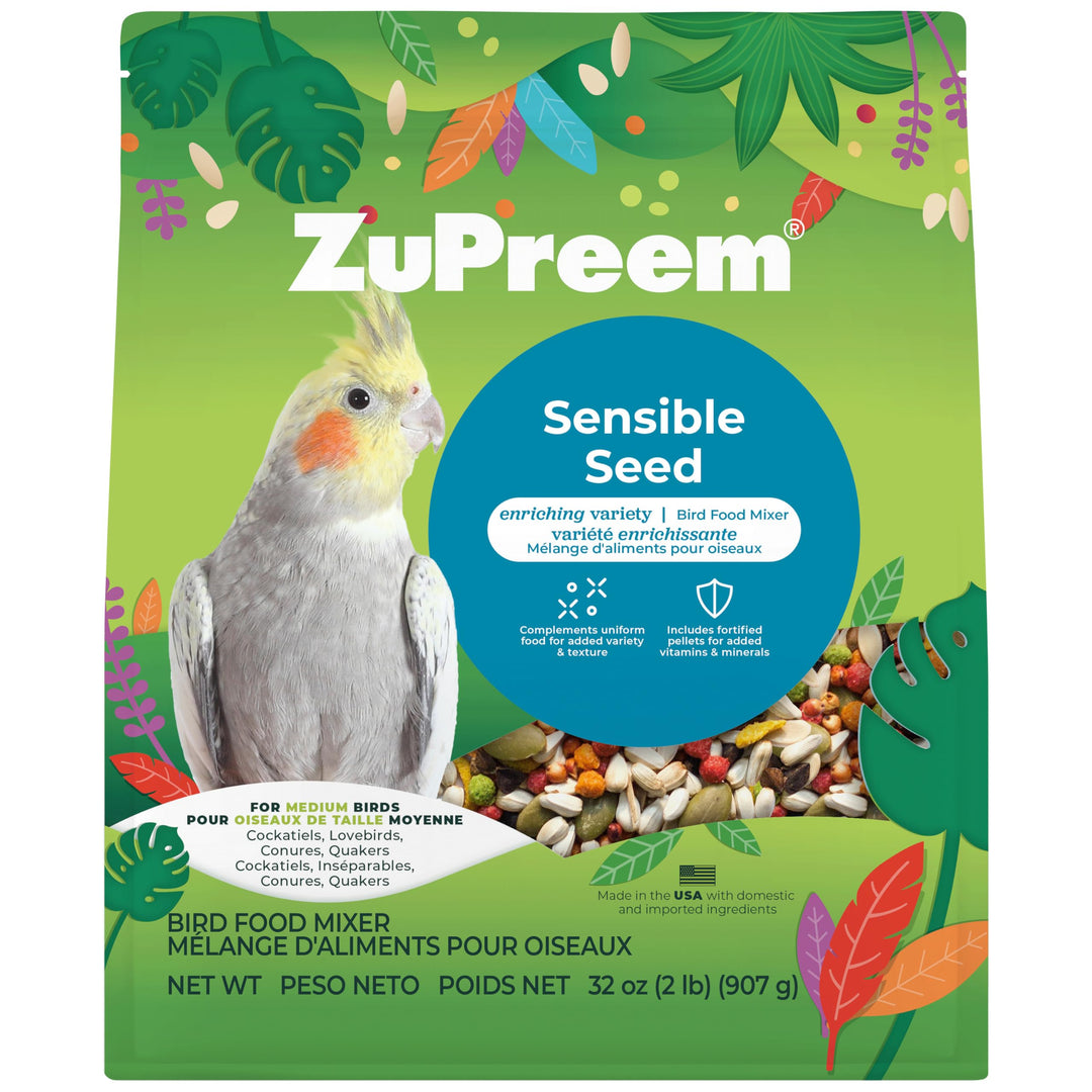 ZuPreem Sensible Seed Cockatiel &amp; Conure Food, Variety Mixer, Medium, 2 lb