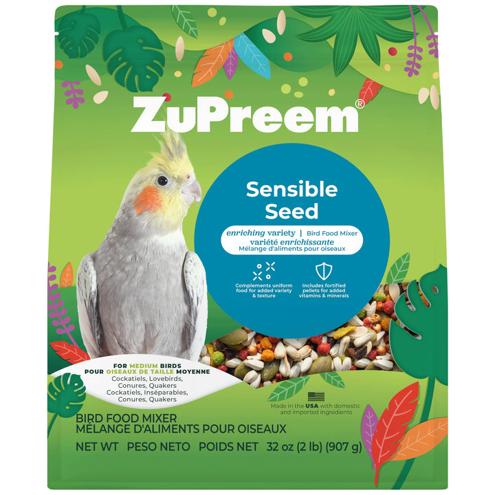 ZuPreem Sensible Seed Cockatiel &amp; Conure Food, Variety Mixer, Medium, 2 lb