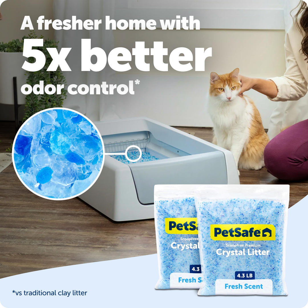 PetSafe ScoopFree Premium Crystal Cat Litter, Fresh Scent, 4.3 lb, 2-Pack