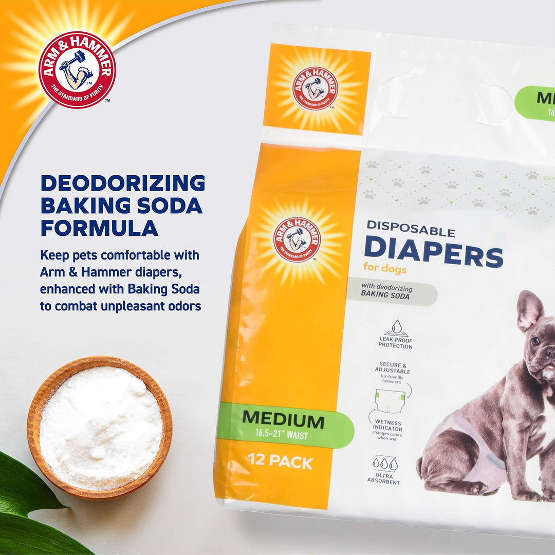 Arm &amp; Hammer Disposable Female Dog Diapers, Medium, 12 Count