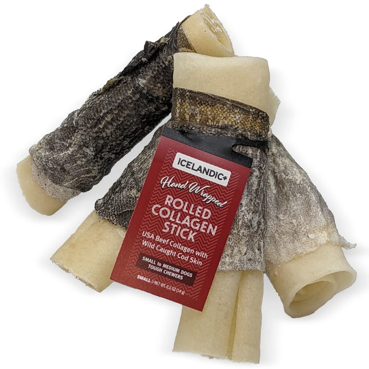Icelandic+ 2-Pack 4" Beef &amp; Cod Skin Collagen Sticks, Dog Chew Treats