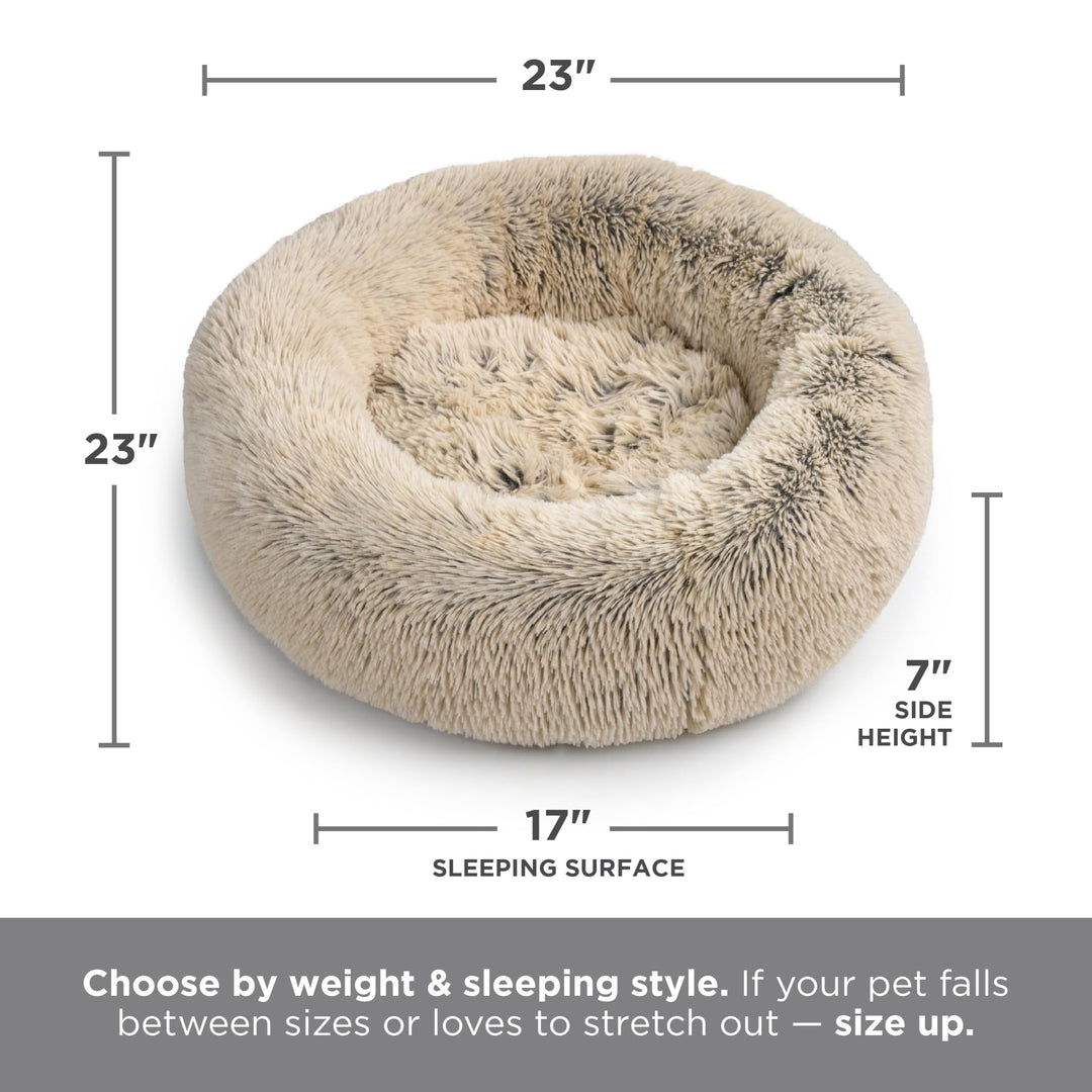 Best Friends by Sheri Original Calming Donut Dog Bed, Taupe, Small, 23"