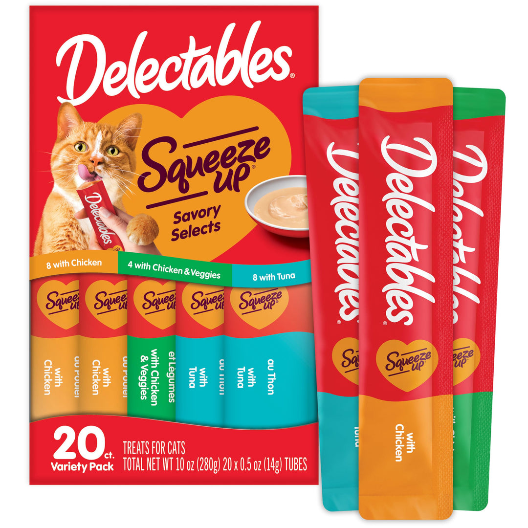 Delectables Squeeze Up Lickable Cat Treat Tube Variety Pack, 20 CT