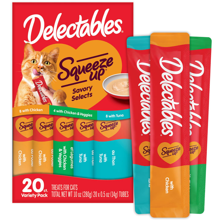 Delectables Squeeze Up Lickable Cat Treat Tube Variety Pack, 20 CT